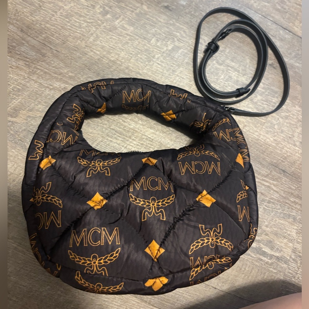 MCM  Aren Padded Nylon Hobo Bag Black